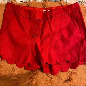 Red scalloped shorts